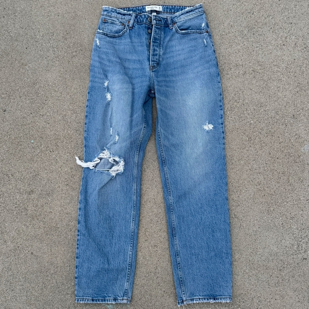 Abercrombie & Fitch The Dad High Rise Curve Love Jeans Distressed Women’s 10/31L - Picture 8 of 9